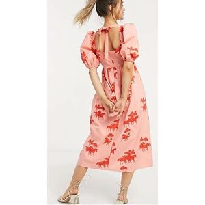 Never Fully Dressed for Modcloth ◆ Puff sleeves Midi Dress ◆ NWT 🧡